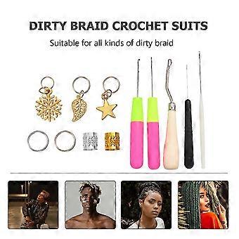 Dreadlocks Braiding Tool Set with Hair Cuffs, 68 Pcs Metal Braids Weaving Tools for Hair Decoration and Styling