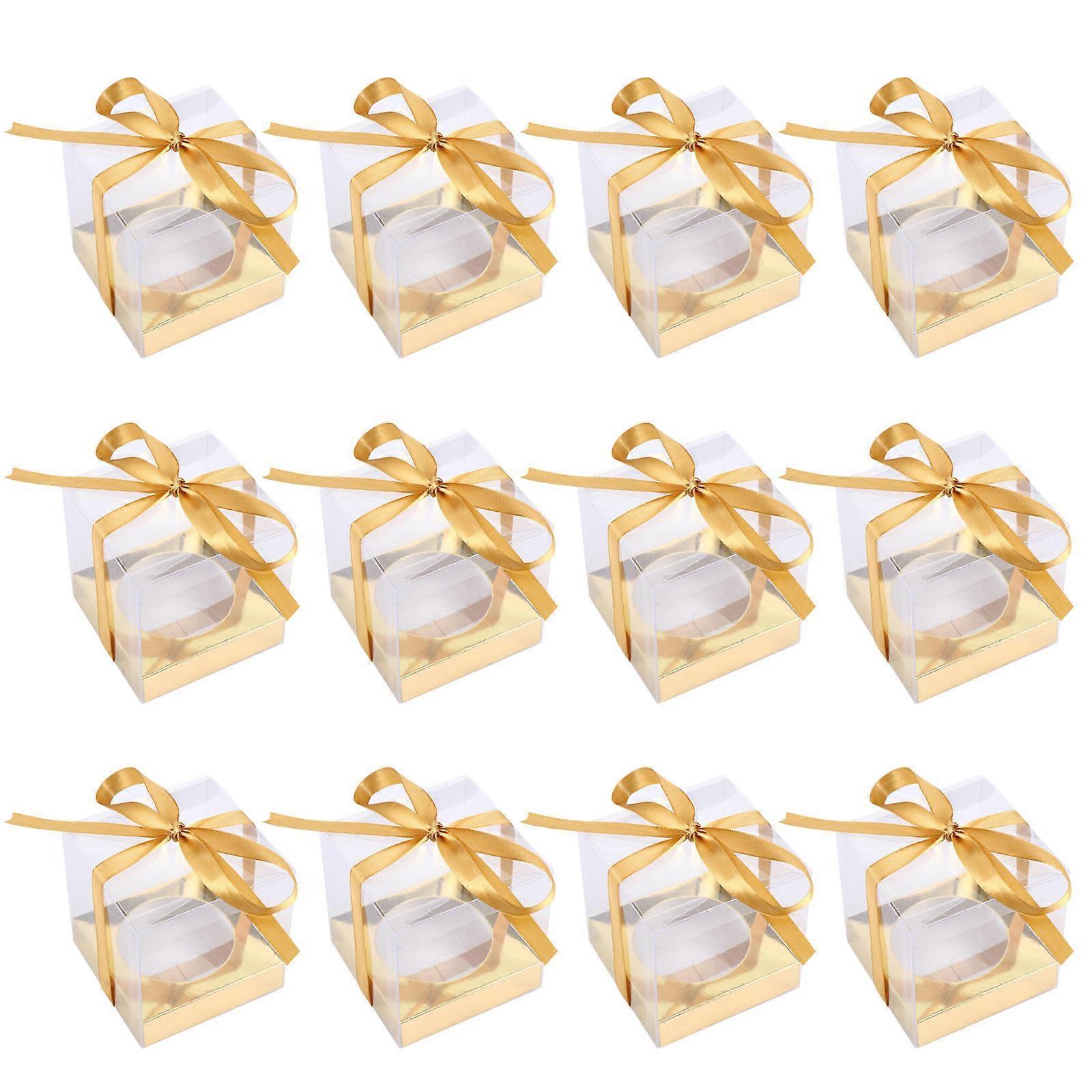 PVC Cake Packaging Boxes Cake Box compatible with Storage 12Pcs Transparent with Ribbon