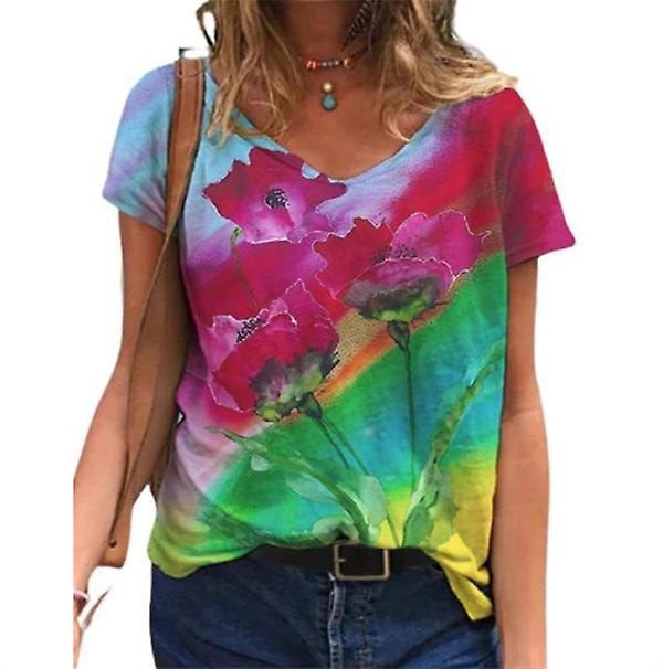 t Nouvelles Femmes Urban Commuting Pull-over Ample Imprim Manches courtes Dcontract Close-fitting Bottoming Shirt