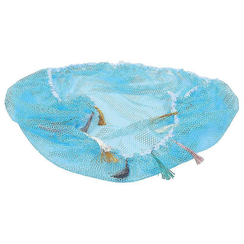 213X150cm Blue Toy Tools Hammock Storage Net Stuffed Toys Net Organizer Tassel Net Bag Mesh Holder