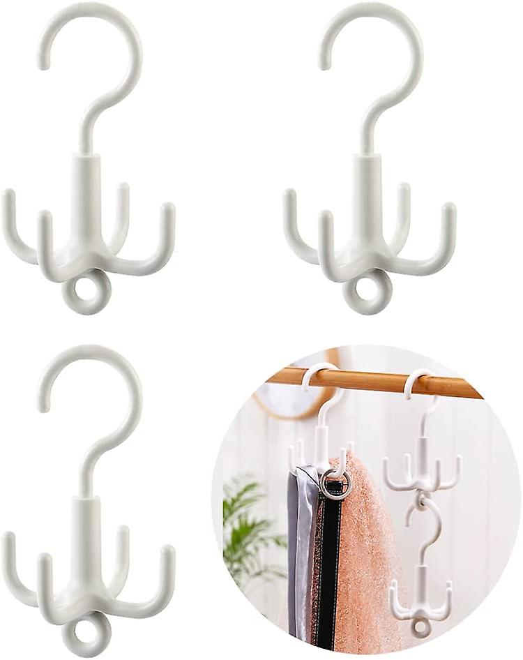 3-piece closet hanger, 4 claws 360-degree rotatable, 6.3-inch large rotating stackable hook tie rack