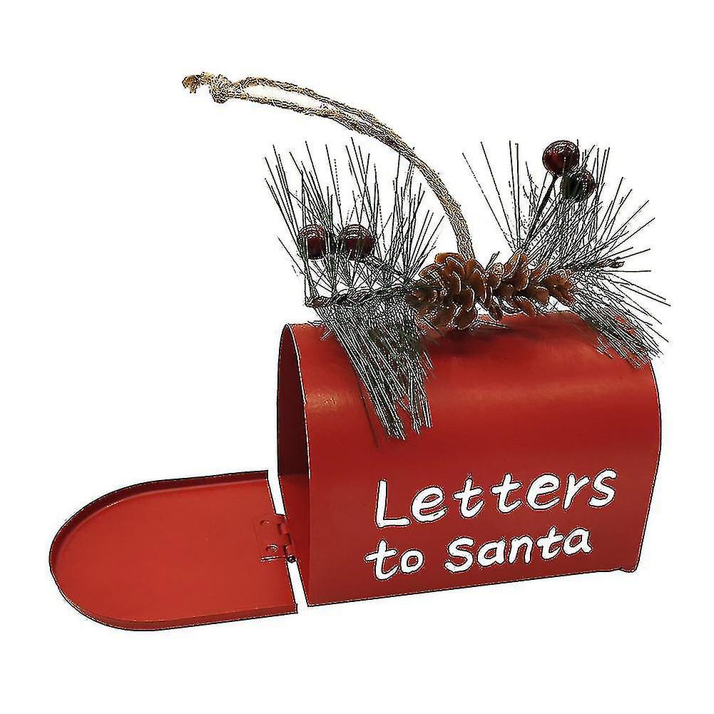 Christmas Decoration Xmas Tree Pendant Metal Red Mailbox Hanging Letters For Santa Ornaments Party Noel Navidad