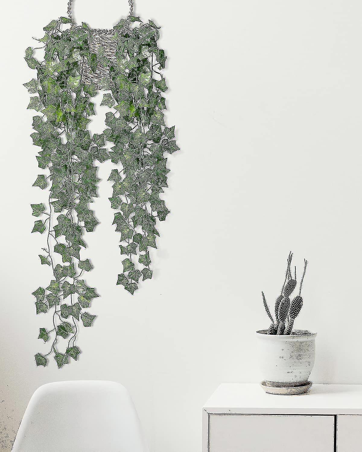 2 Pieces Artificial Hanging Plants One Basket 2.95 Feet Wall Greenery