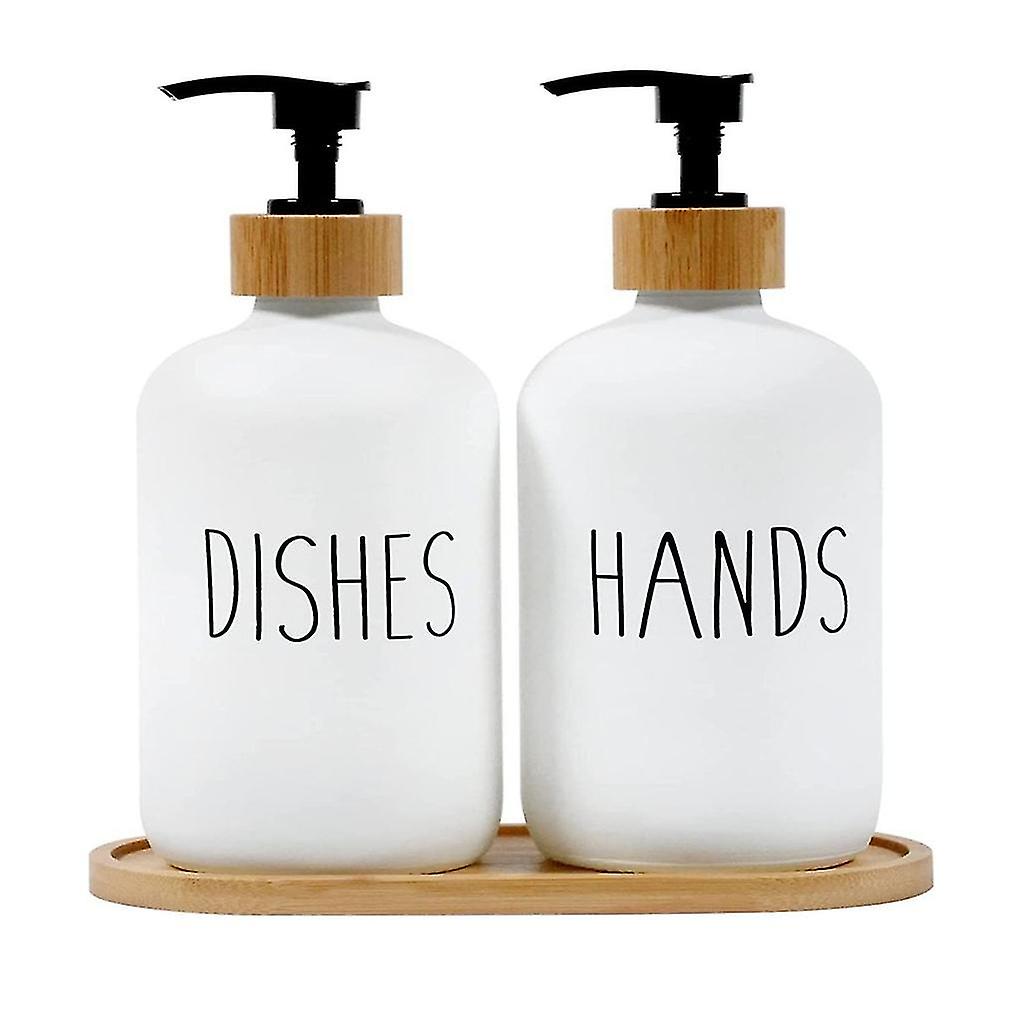 500ml Soap Dispenser With Bamboo Pump Kitchen Bathroom Refillable Empty Bottle