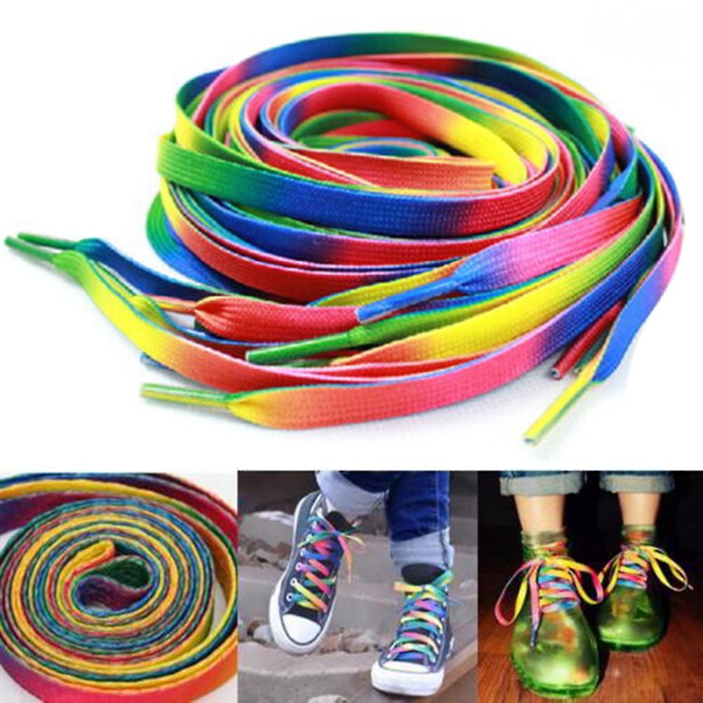 2x Rainbow Candy Colored Shoe Lace Boot Laces Sneakers Shoelaces Strings New