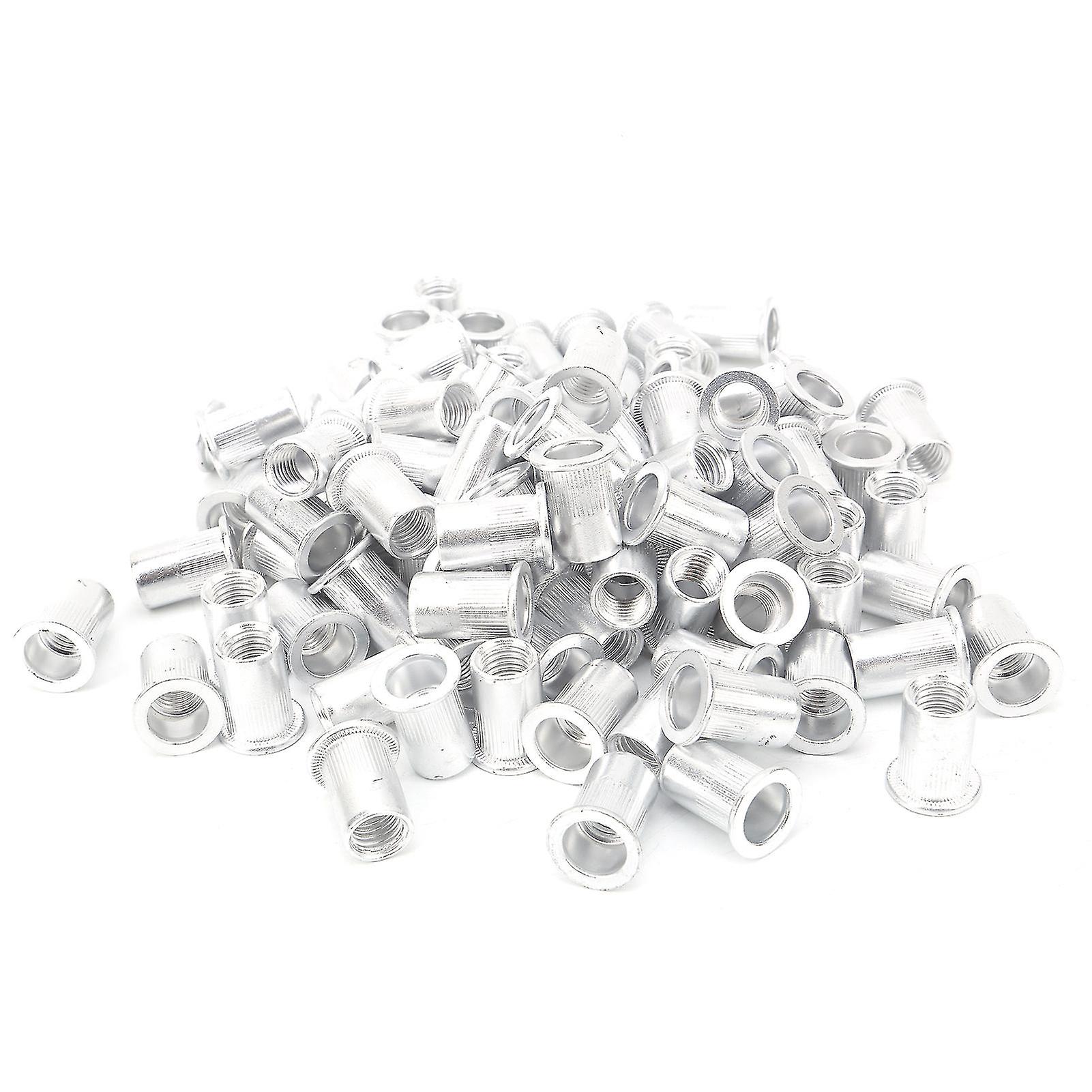 100 Pcs 1/4-20 Aluminum Flange Nutserts Rivet Nut, Flat Head Rivnut Threaded Insert Hardware Accessories WJ‑30045(M10*100pcs) TRFO6