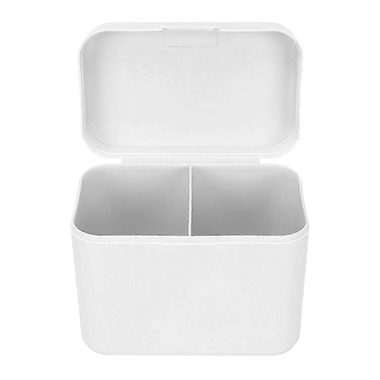 Desktop Storage Box 2 Grids Separate Multifunctional Dustproof High Capacity Single Layer Cotton Pad Organizer Grey