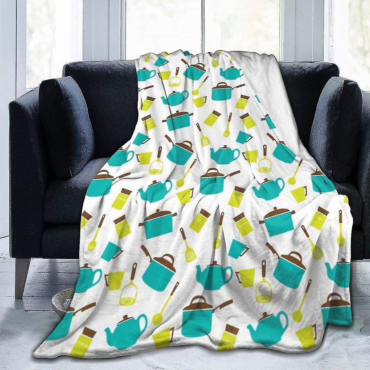 Ultra-soft Micro Fleece Blanket,kitchen Patterns Stitched Edge Cozy Blankets,plush Thermal Portable Carpet For Bed Couch Sofa