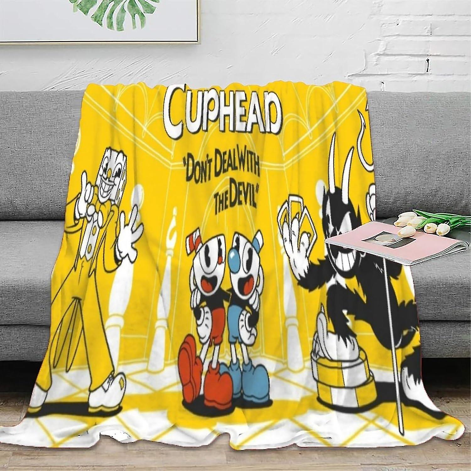 Mikrofaser Die Cuphead DeckeFlanelldecke Flauschige Deckebequeme PlüschdeckeSofadeckeReisedecke 3D-Digitaldruck Modemuster Blan