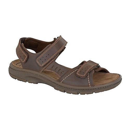 IMAC Mens Waxy Leather Triple Strap Sandals