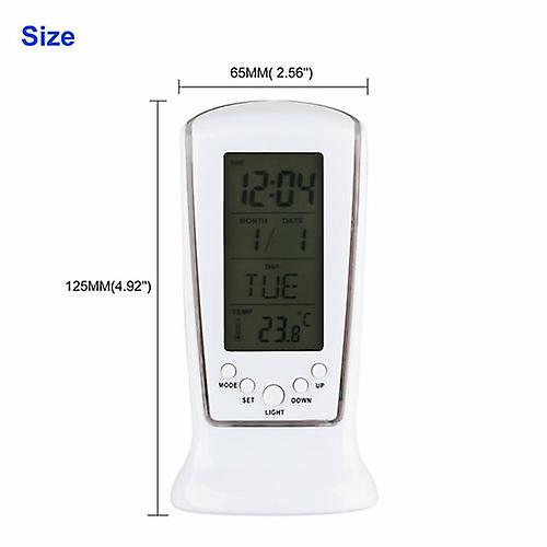 Electronic LED Digital Alarm Clock Blue Light Thermometer Display Mirror Lamp