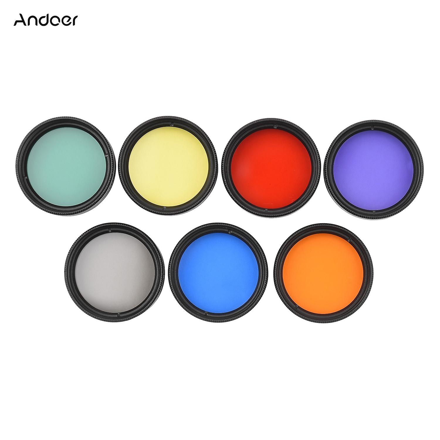 Andoer 1.25 Inches Telescope Eyepiece Filters Set Moon & Skyglow Filter CPL Filter Red Orange Yellow