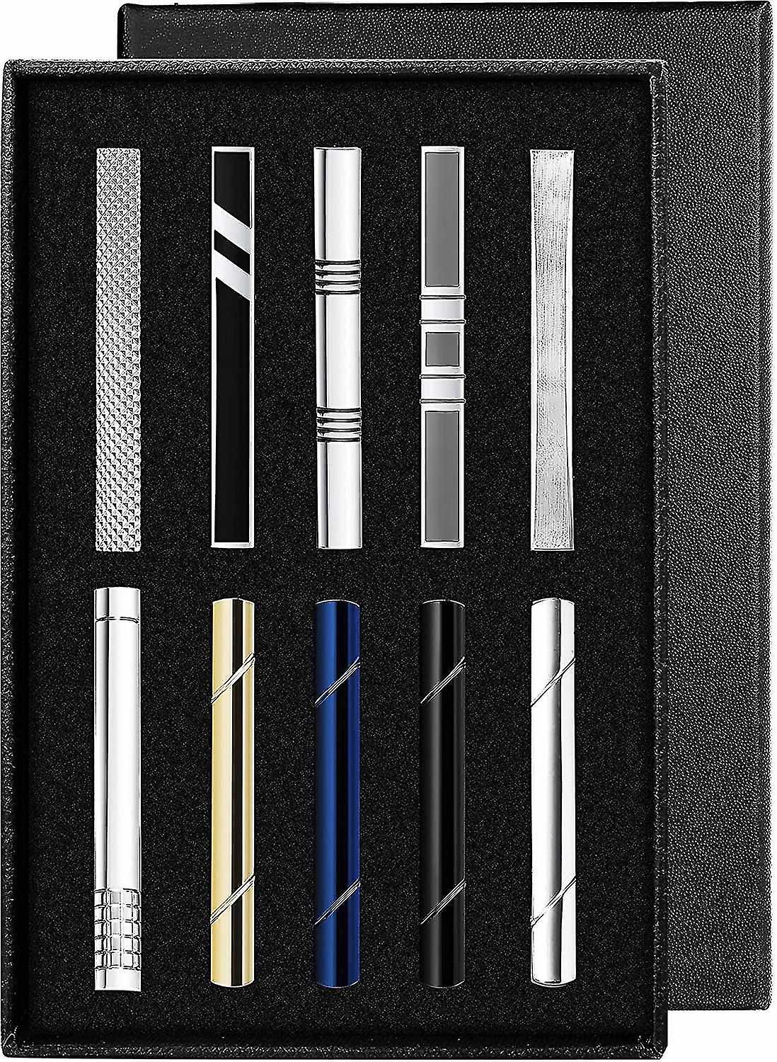 Herr slipsklämma set slipsklämma bröllop business ring presentförpackning