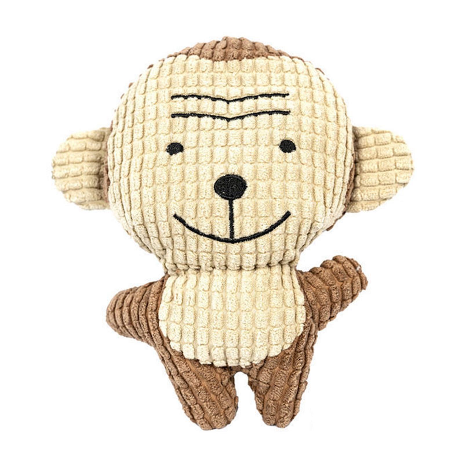 Dog Plush Toys Bite Resistant Relieve Boredom Interesting Interactive Stuffed Dog Chew Toy for Pet Supplies Brown Monkey