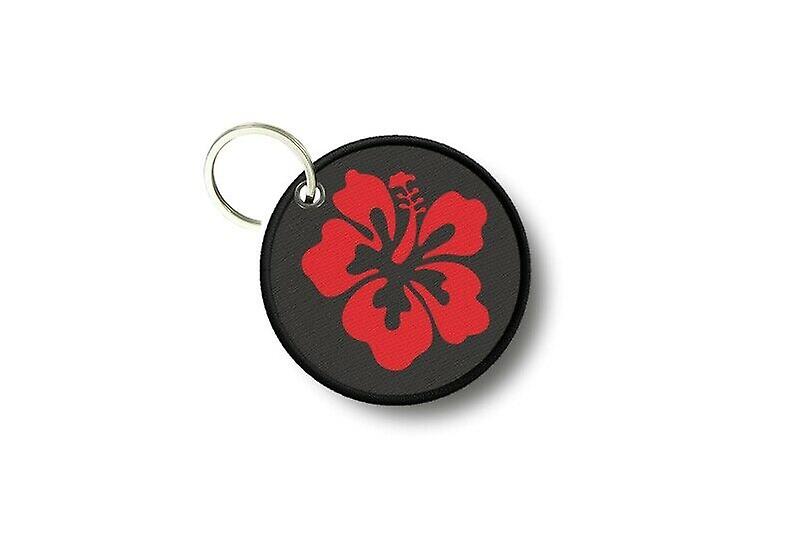 Key key door keys round prints double-sided red flower hibiscus