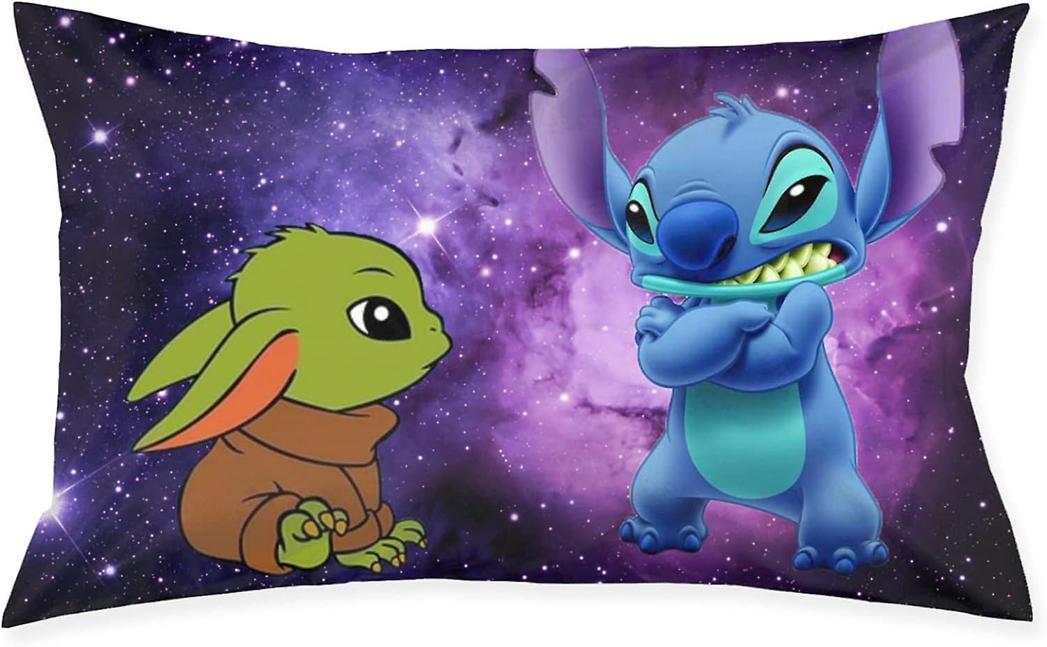 The Child Baby Yoda and Stitch Standard Size Pillowcases Double-Sided Print Pillow Covers 40 X 60 CM-S-4 (a1-11)
