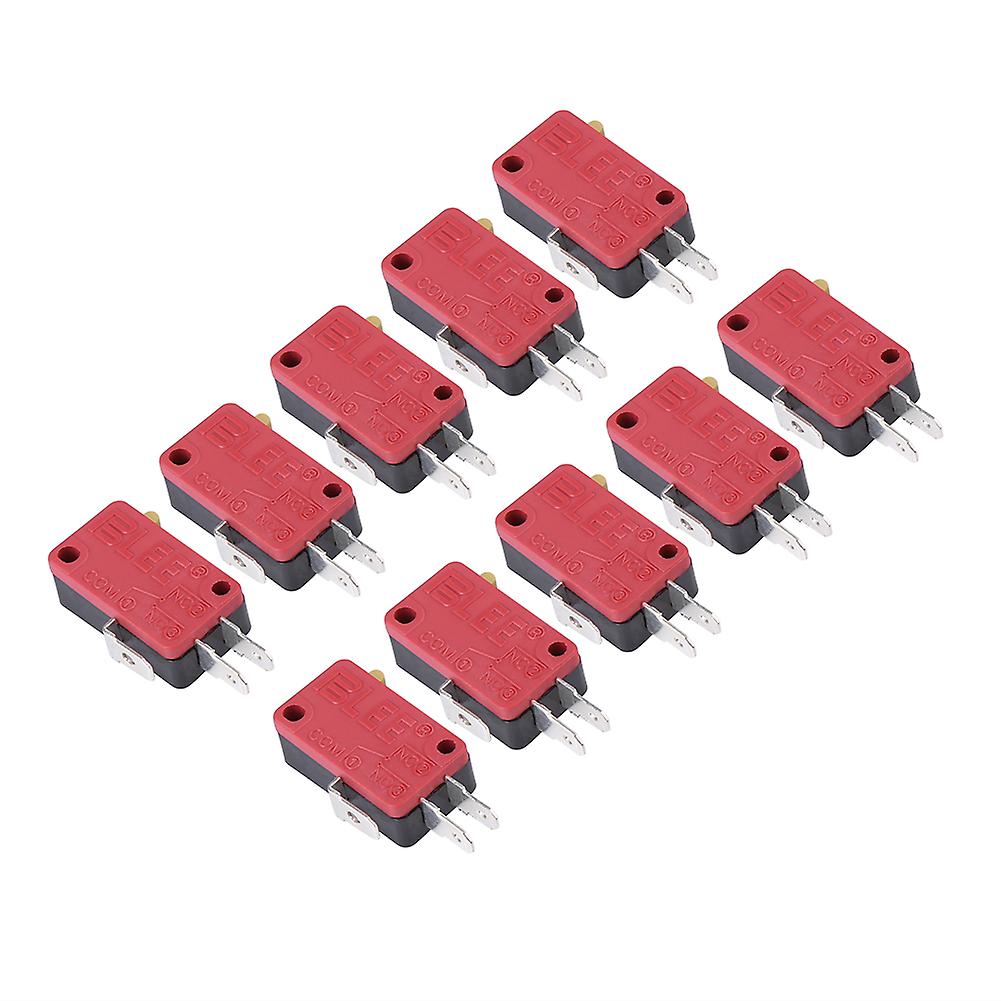 10Pcs Red 3Pins Push Button Micro Switch Replacement for Arcade Game