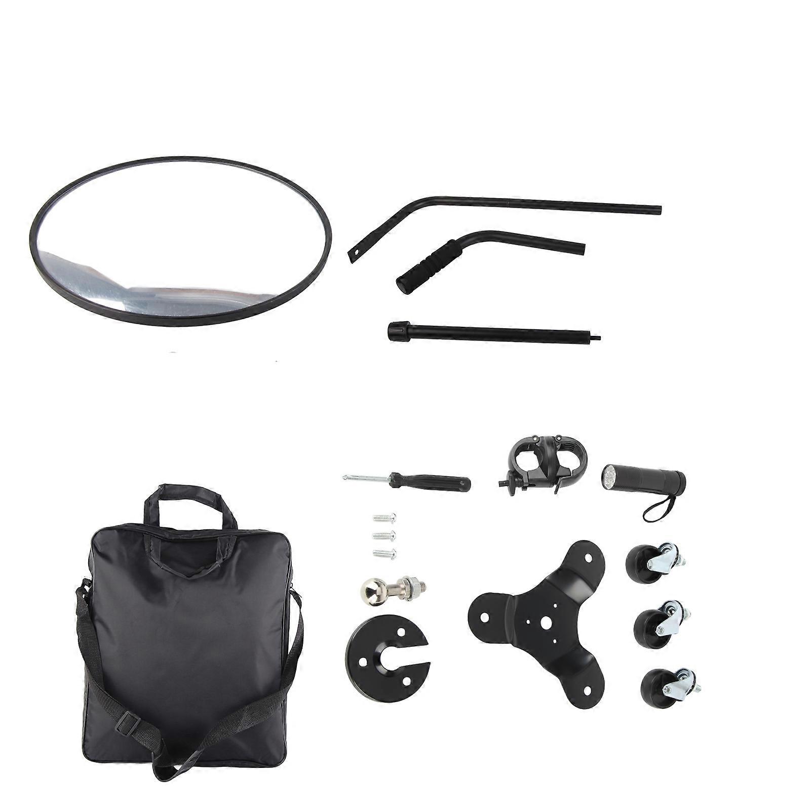 Under Car Inspection Mirror with Light Telescoping Handle Adjustable Angle Magnifying Vehicle Security Tool