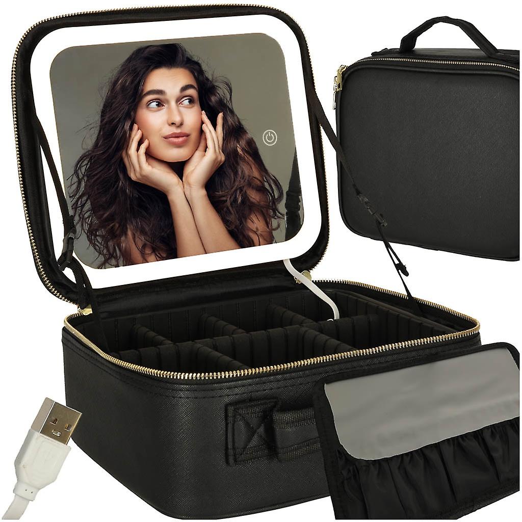 Cosmetic organizer with black mirror