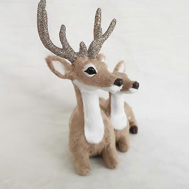 Simulering Siamese Reindeer Reindeer Fairy Garden Miniatyr modell leksaker 16cm