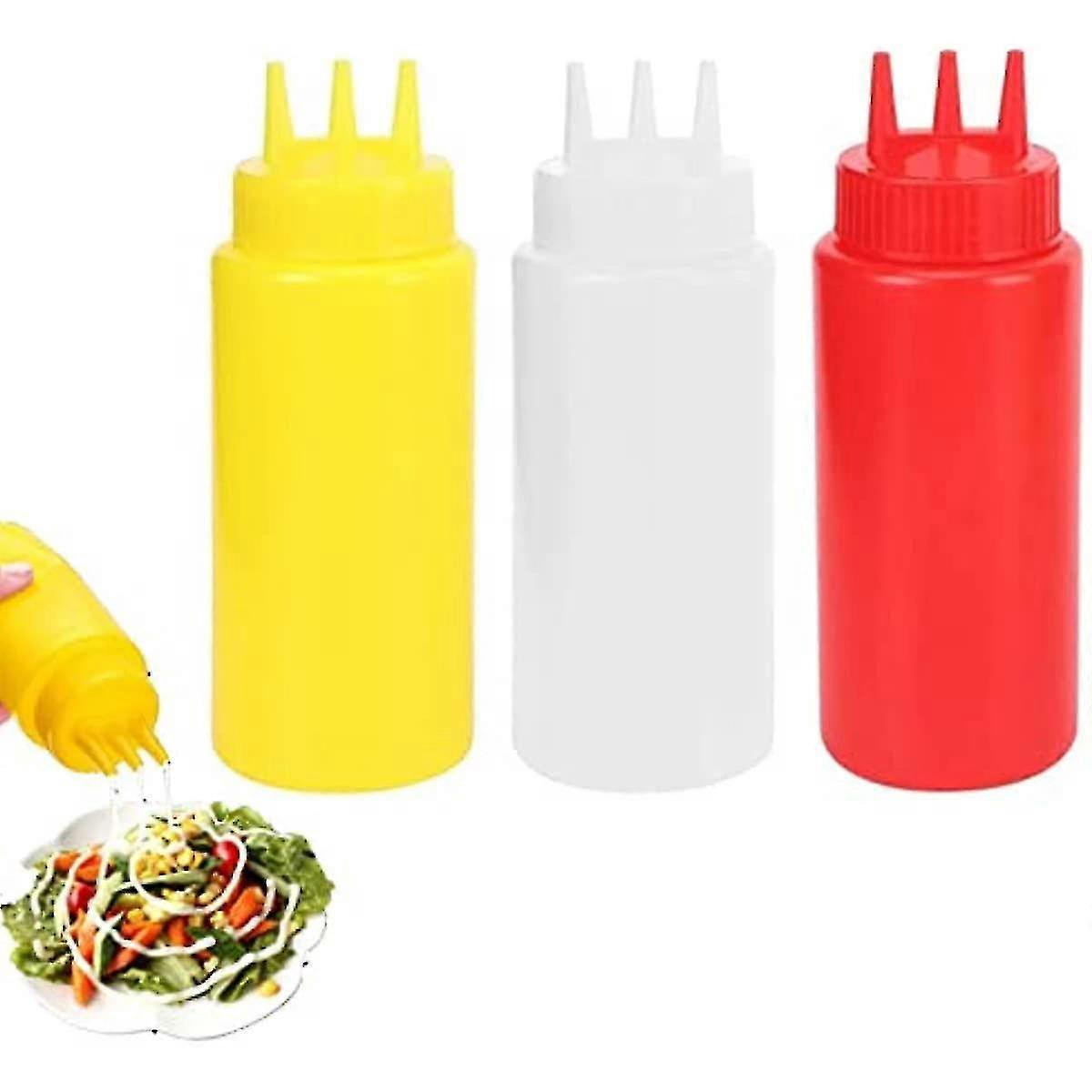 3 قطع 3 هول بهار ضغط زجاجة ، زجاجات ضغط بلاستيكية للكاتشب الصلصات الحارة زيت الزيتون