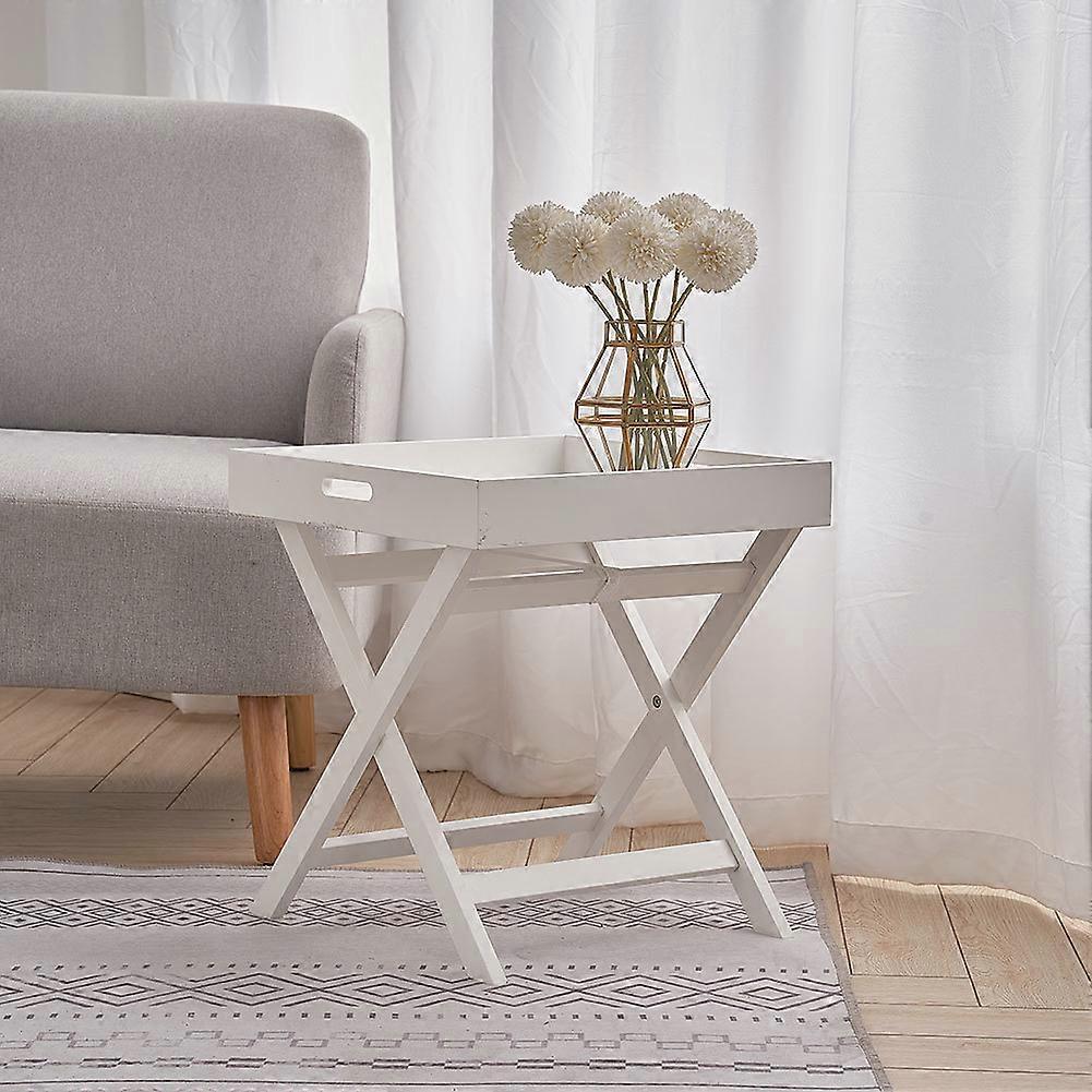 White Wood Folding Desk Tray Snack Table