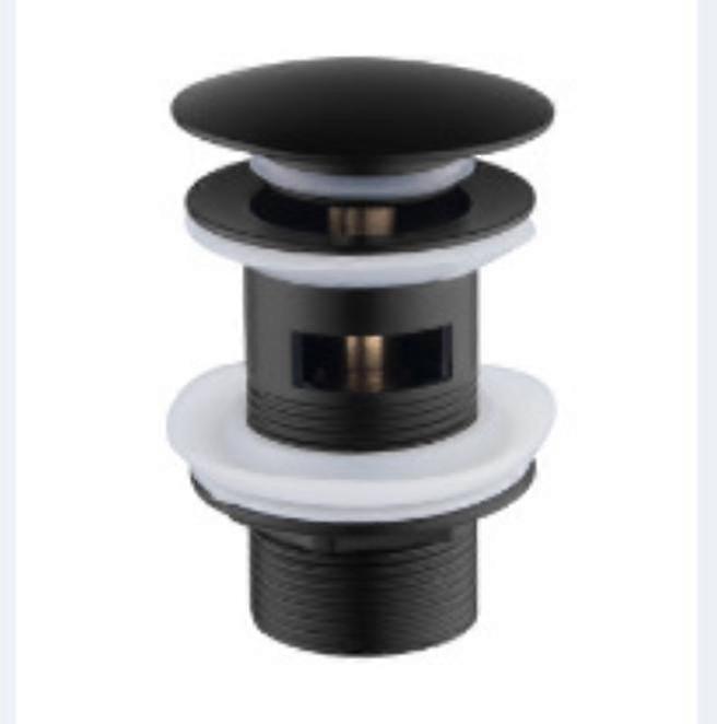 Bathroom Drain, Sink Plug with Overflow, Pop Up, Black