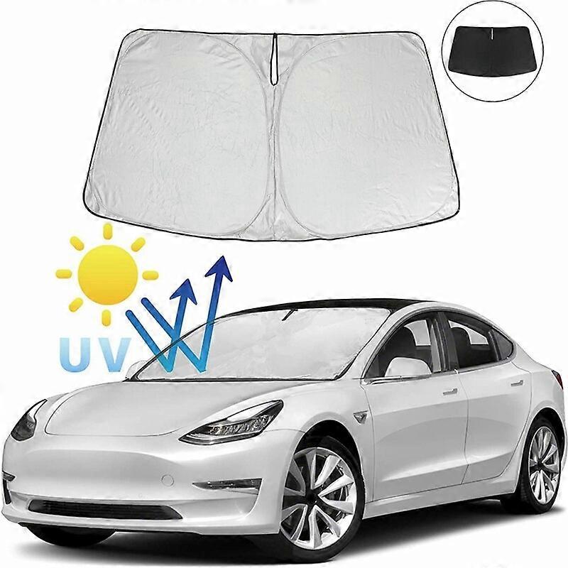 Car Windshield Sun Shade Blocks UV Rays Sun Visor Protector Foldable Sunshade for Tesla Model 3 2017-2022