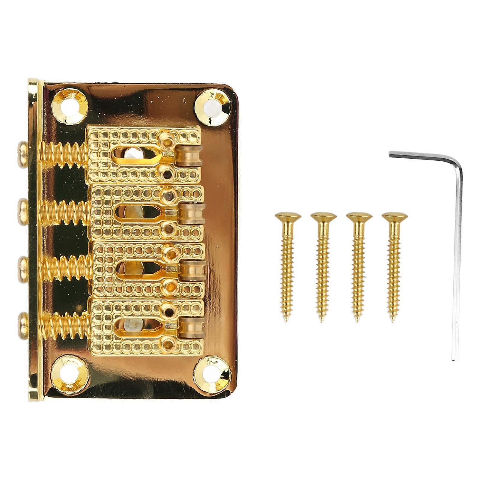 4 String Guitar Bridge Metal Enhanced Sound Stylish Electric Guitar Bridge Replacement Gold
