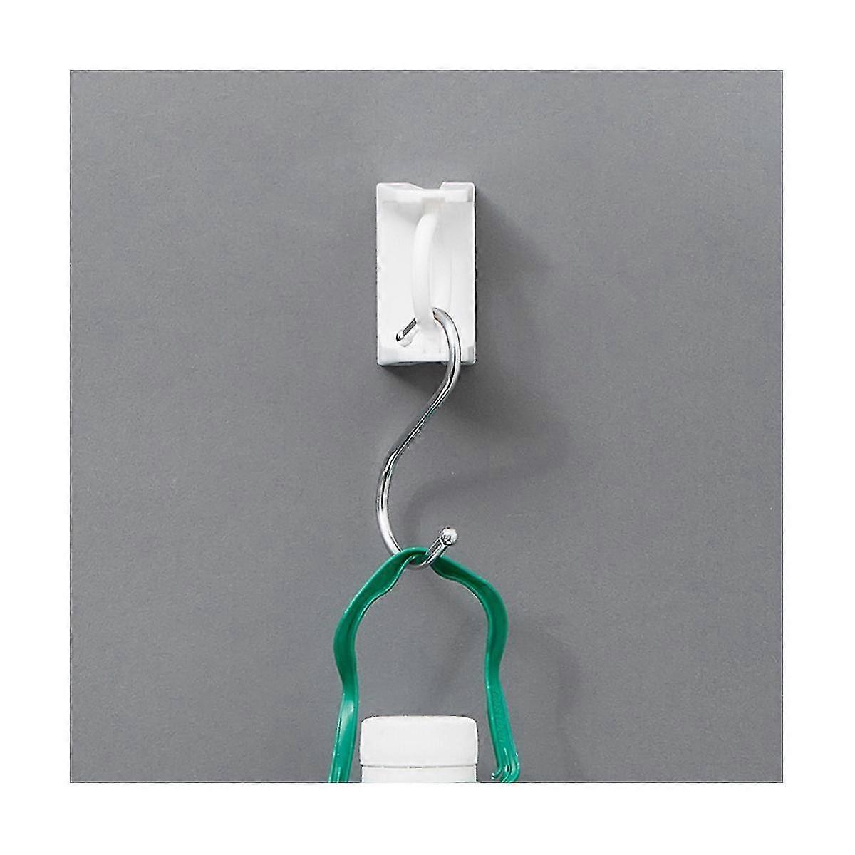 10pcs Curtain Rod Holder Clamp Hooks Self Adhesive Clothes Rail Bracket 360 Rotation Triangle Ring