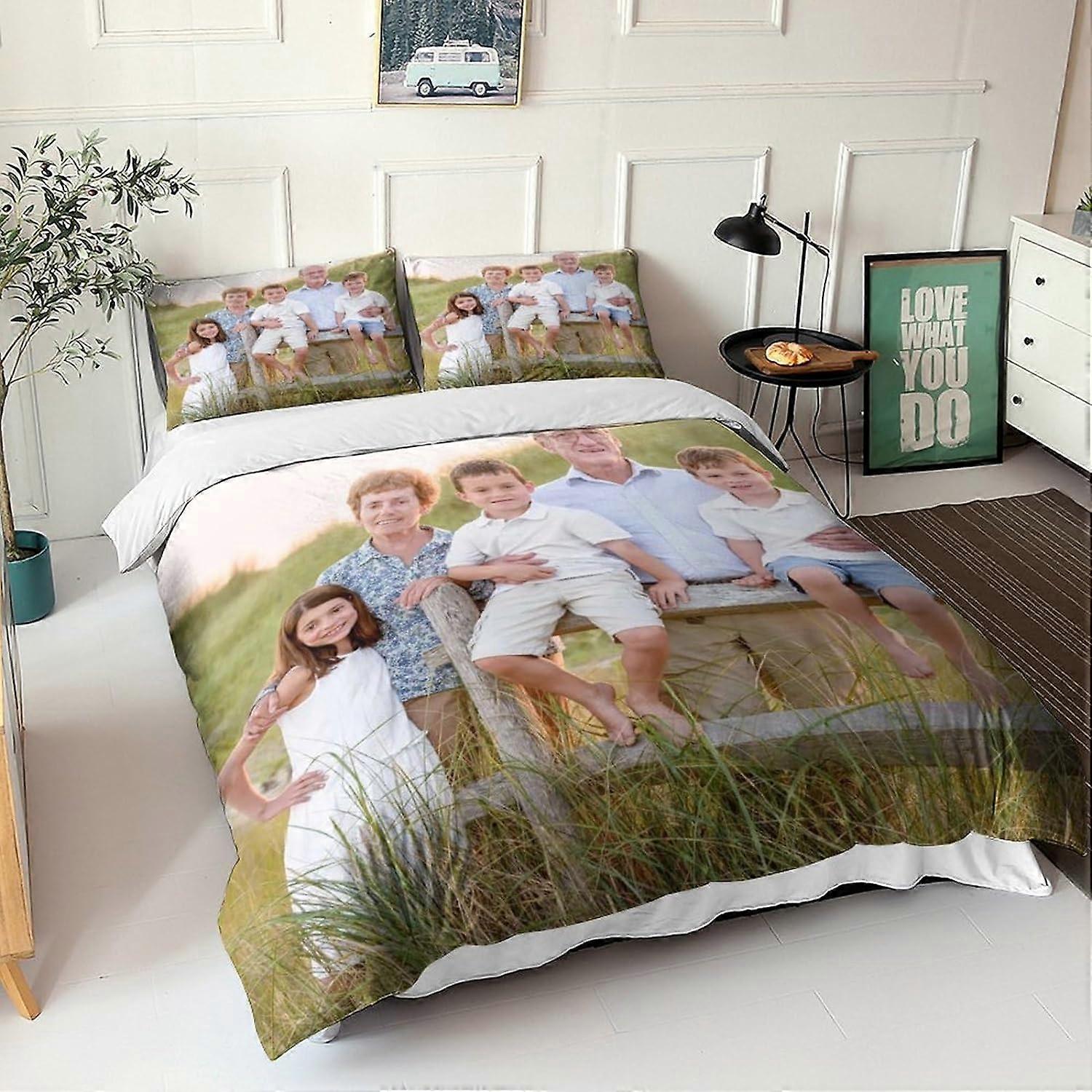 Anpassning Par Foton Tryckta sängkläder Set D Påslakan Barnsängar i mikrofiber Påslakan Set Täcken Set med Ta 135 * 200 CM