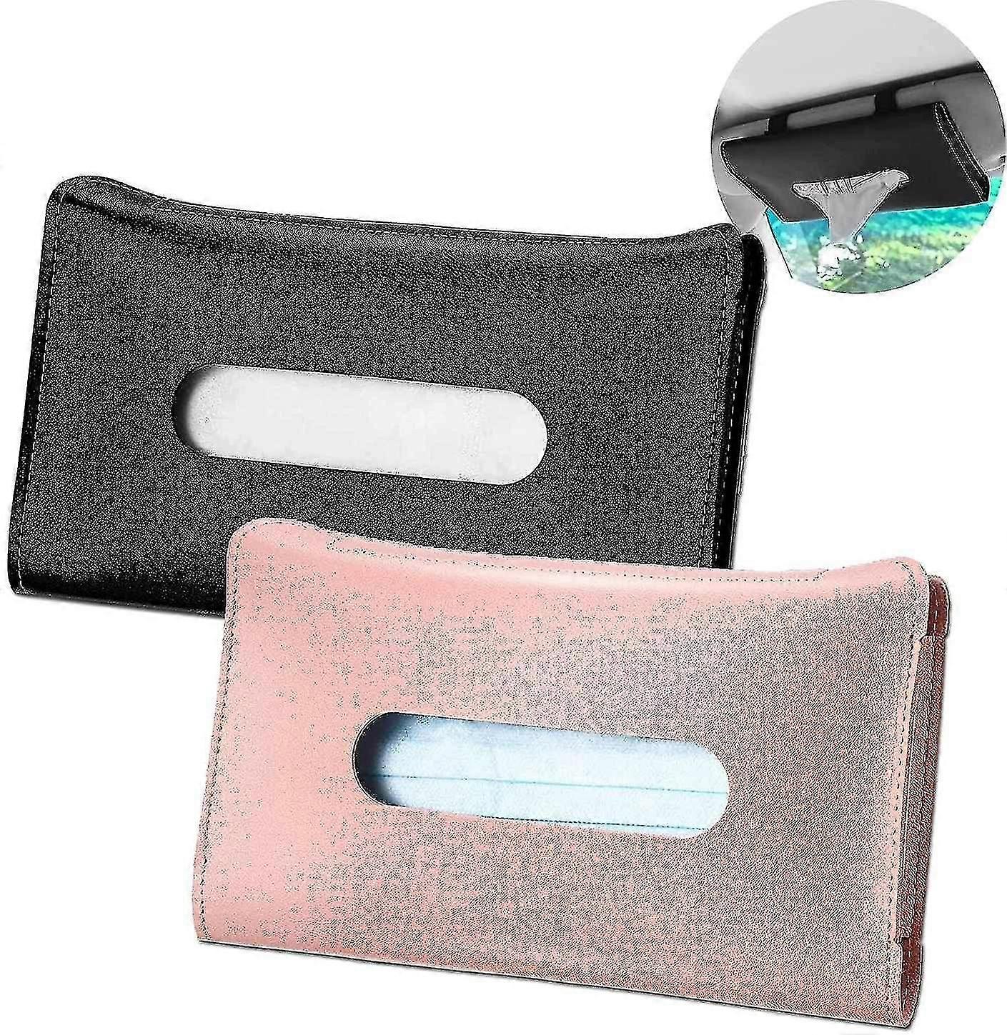 2er-Pack Autotaschentuchhalter, Sonnenblende, Serviettenhalter, Pu-Leder-Autotaschentuchhalter, Papieraufbewahrung Ca