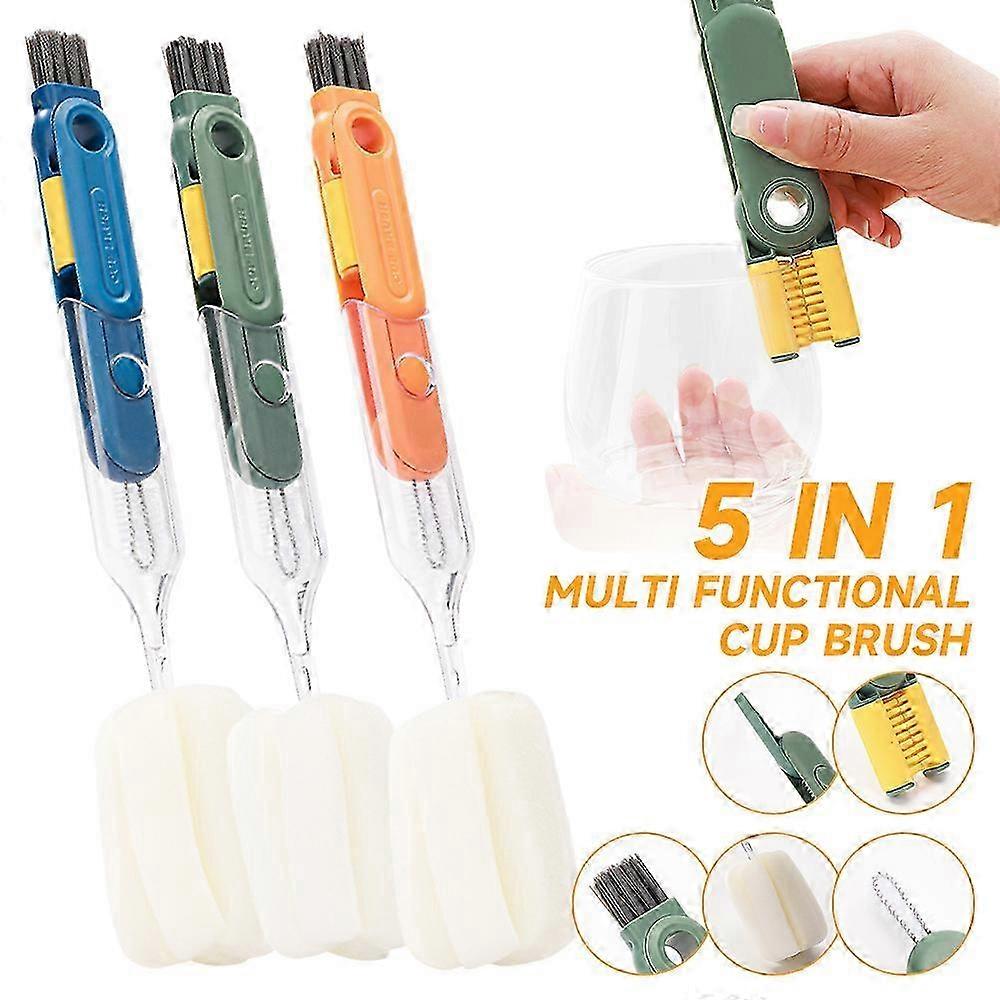 Brosse de nettoyage de l’espace du couvercle 5 en 1 tasse 2024, Outil de nettoyage de bouteille d’isolation multifonctionnel, Nettoyant de couvercle de couvercle de tasse Mutipurpose, Outil de nettoyage de cuisine à domicile