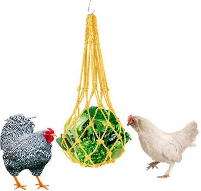 Chicken Vegetable Bag Fruit Treat Holder Hanging Feeder Coop Feeding Tool, 2 pcs Black