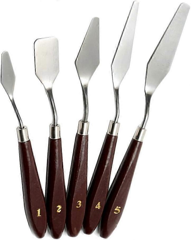Set of 5 stainless steel oil painting utensils, palette, knife, spatula