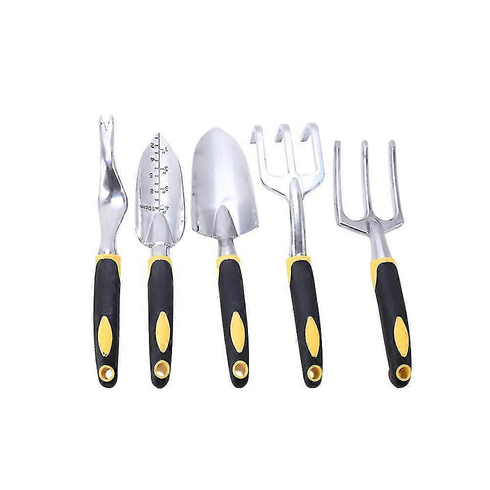 5 Piece Garden Tool Set With Trowel, Transplanting Trowel And Hand Rake
