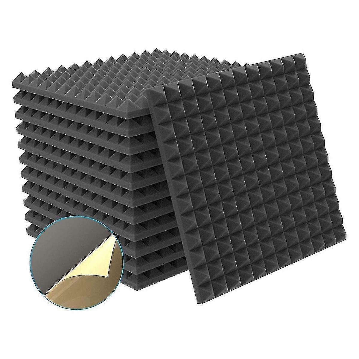 12 Pack Acoustic Foam Self-adhesive Pyramid Foam,sound Insulation Sound Absorber For Sound Studio