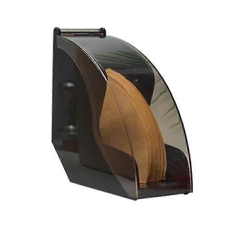 Coffee Filter Holder with Cover - Plastic Dustproof Storage Box Dispenser Rack (Black)