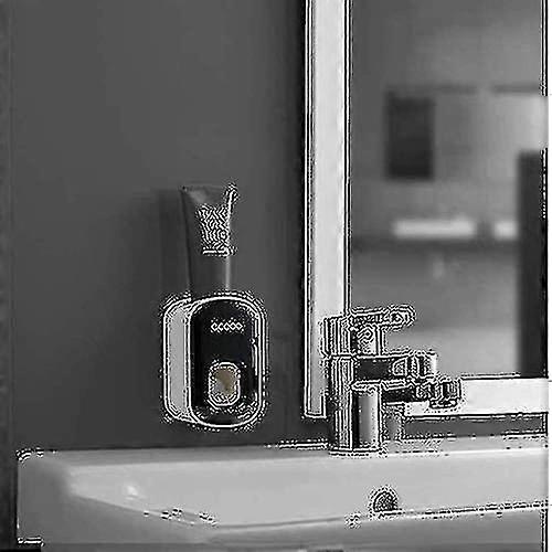 Automatic Toothpaste Dispenser Toothbrush Holder Wall Mounted Bathroom Storage