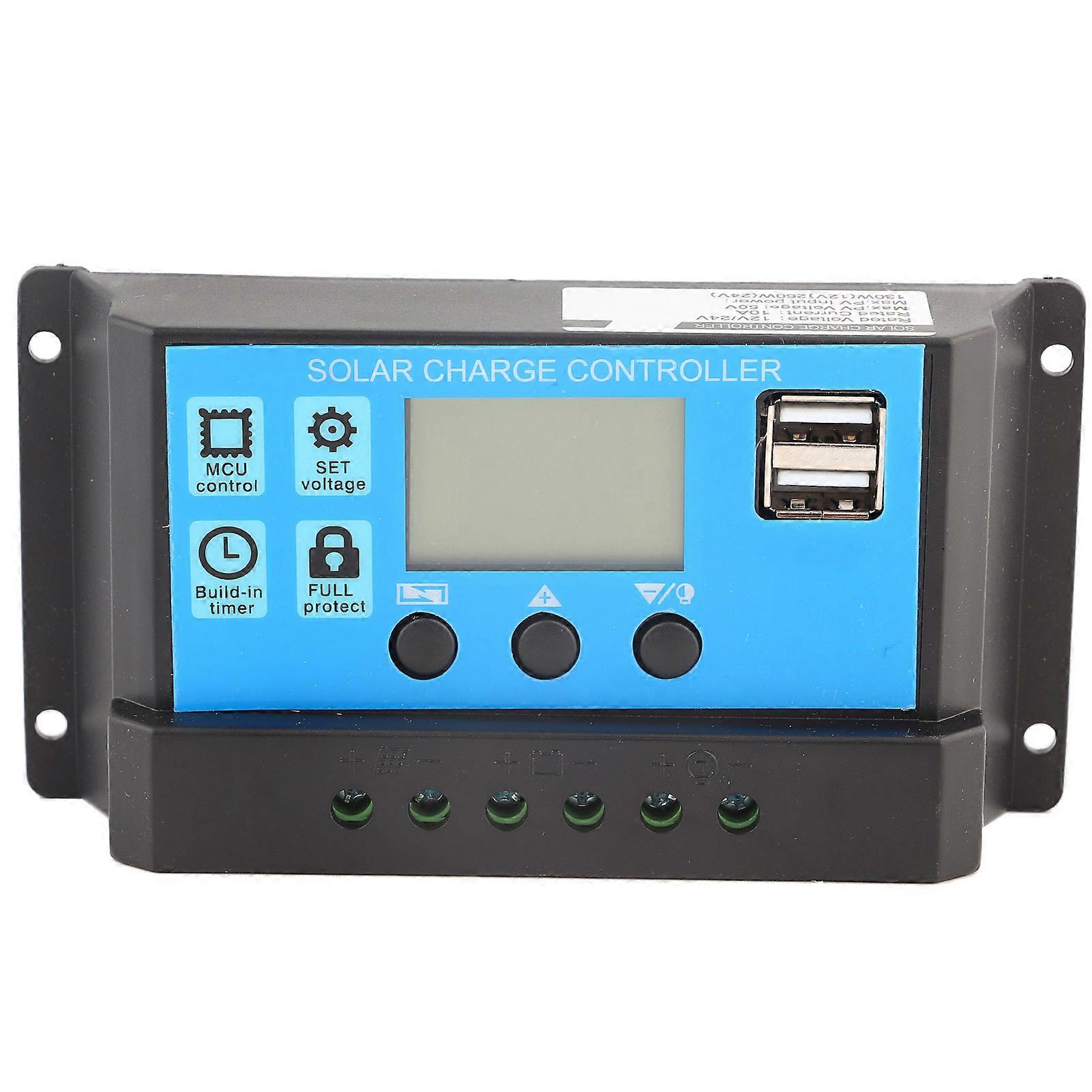 PWM 12V 24V Dual USB Solar Panel Charge Controller Regulator LCD Display 10A (YJSS-10A)