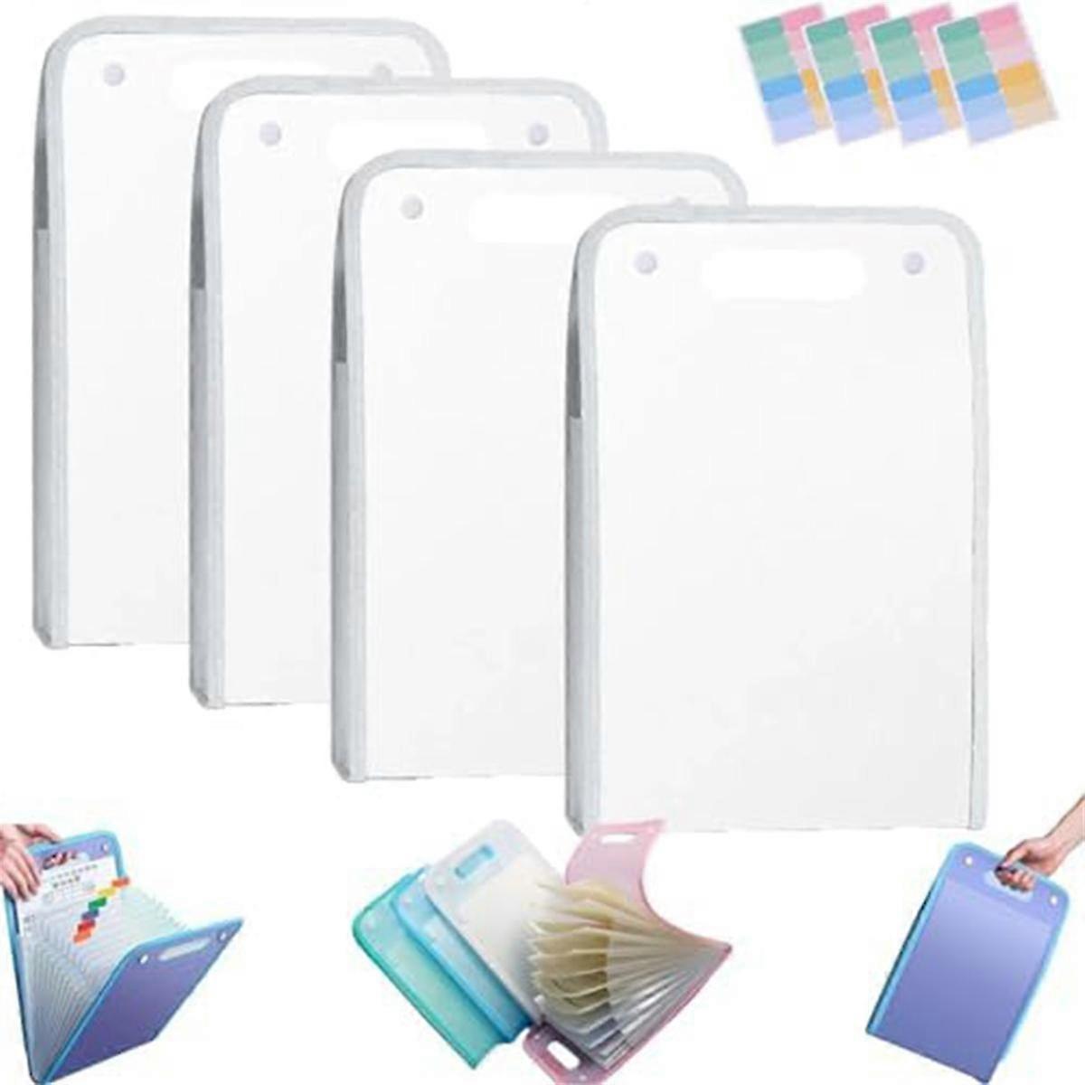 4PCS Extended Waterproof Folder, Vertical File Manager with Handle 13 Pocket A4 Multi-Page Portable Office Folders A