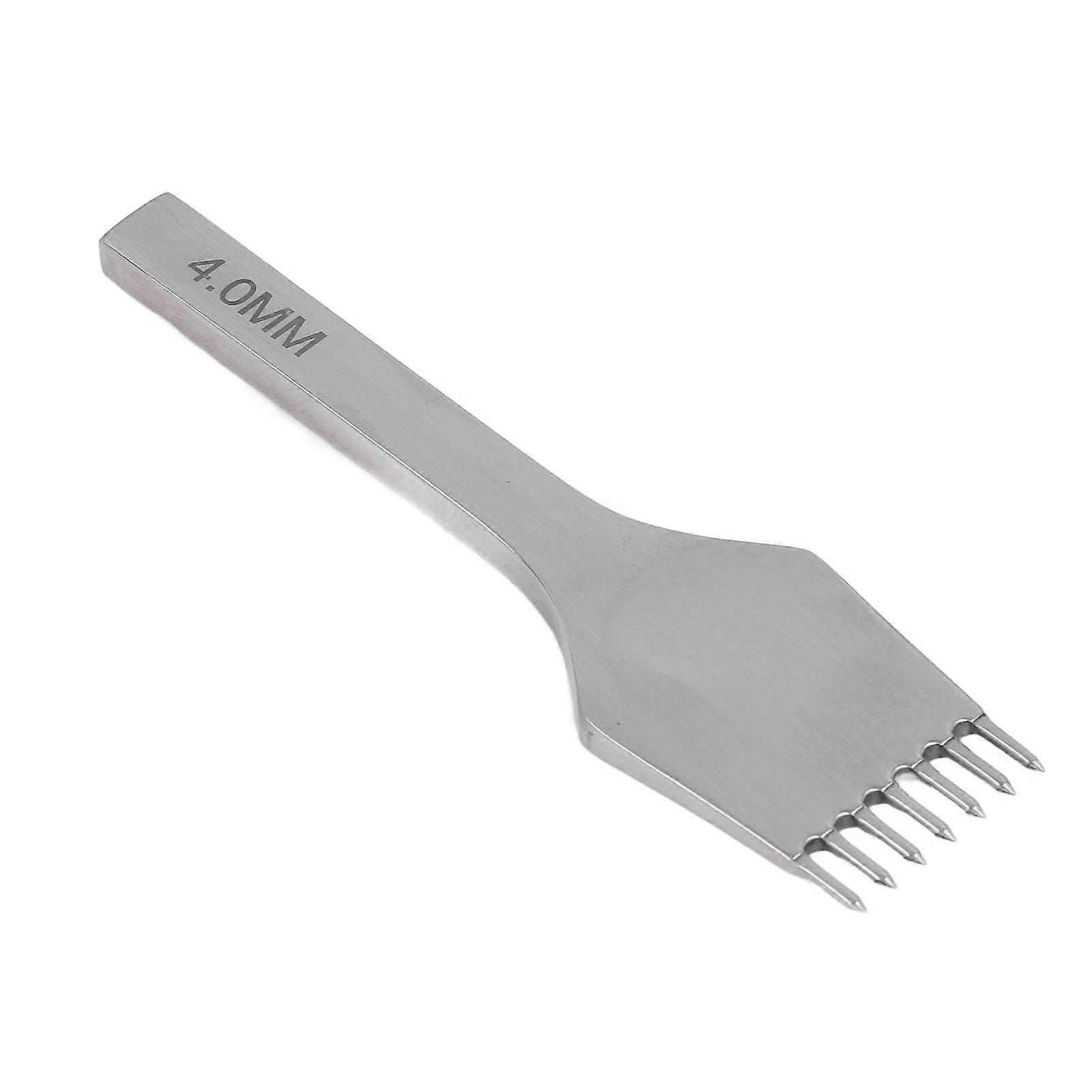 Leather Pricking Iron Round Cutting Mirror Polished High Speed Steel Leather Prong Punch with Glossy Handle Leather Tools 4mm 7 Teeth