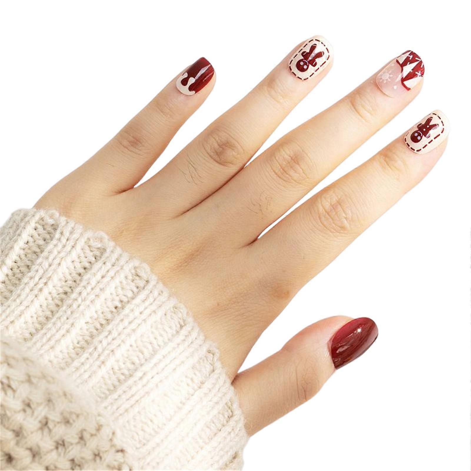 24 buc 3D Roșu Crăciun Diamant Purtând Unghii Unic La Modă Modele Bucăți De Unghii Pentru Nail Art Începători Practică