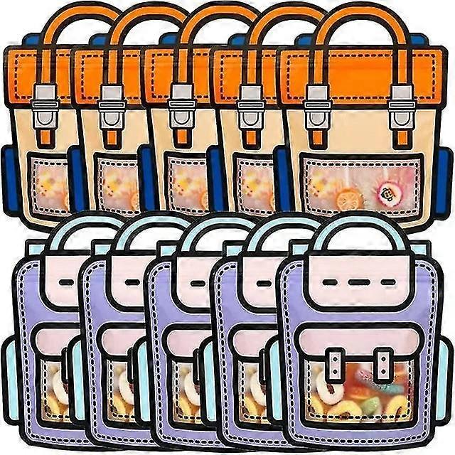 10/20pcs מתנות יצירתיות שקיות אריזה קריקטורה תיק בית ספר צורה חטיף ממתקים שקיות נעילה עצמית לילדים יום הולדת מסיבת תפאורה מתנות