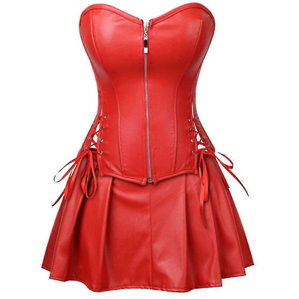 strapless open back dress YASHIRA RED LEATHER STRAPLESS DRESS