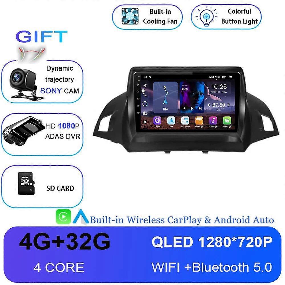 Android 12 pour Ford Kuga 2 Escape 3 2012 - 2019 Autoradio Multimédia Lecteur vidéo GPS Track Navigation Carplay DSP DVD