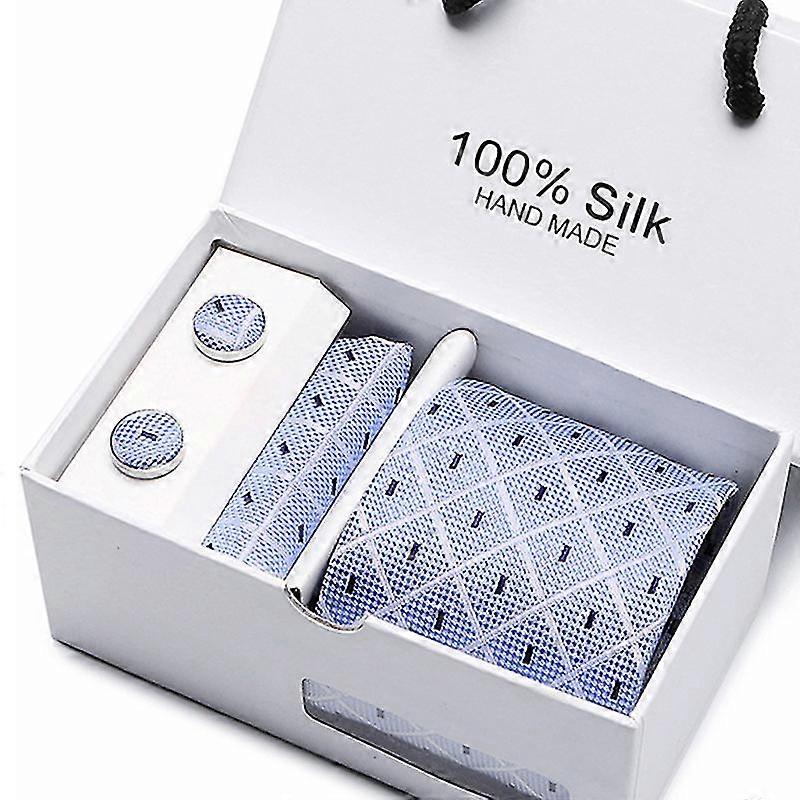 メンズネクタイ5ピースセットウェディングギフトタイスーツネクタイ+スクエア+カフスボタン2+ギフトボックス