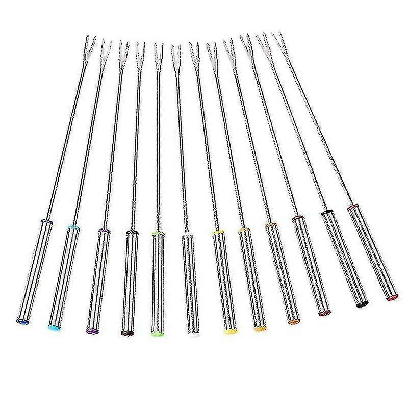 24pcs Stainless Steel Fondue Forks With Handle For Roasting Meat