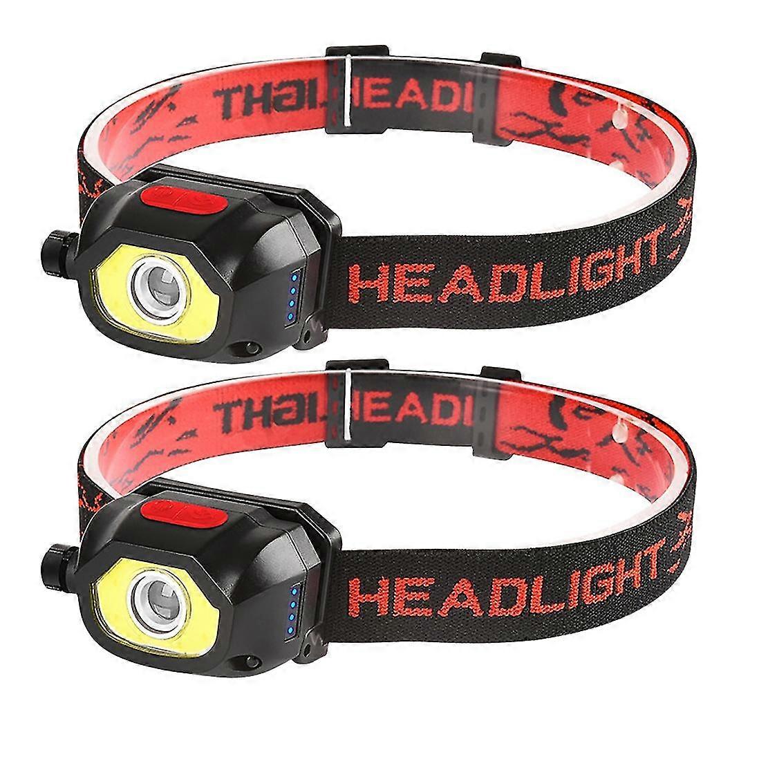 2Pack LED Headlamp Flashlight Rechargeable Super Bright Motion Sensor head light lamp for Outdoor Camping Running