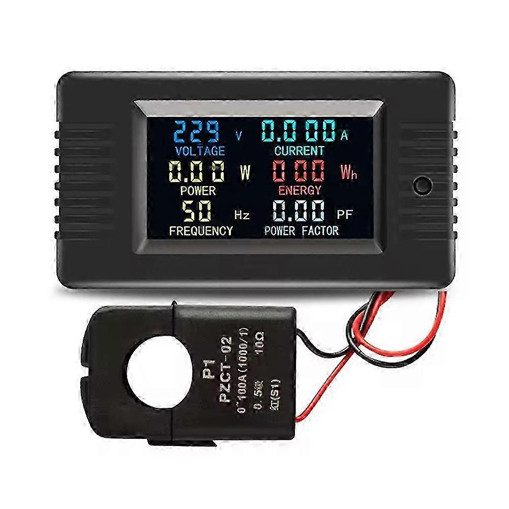 PZEM-022 Digital Electronic Meter 6in1 Color LED Screen Single Phase Energy Meter Voltmeter Kwh Meter+Open CT 100A